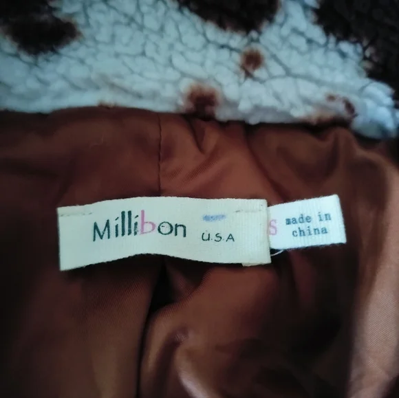 Millibon Women's Cow Print Teddy Jacket Very Soft Size Medium - Picture 7 of 8